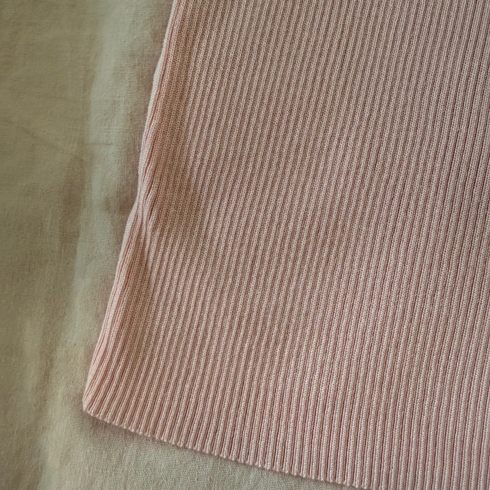 Celine Light Pink Ribbed Tank Top with Embroidered Logo - Picture 4 of 10